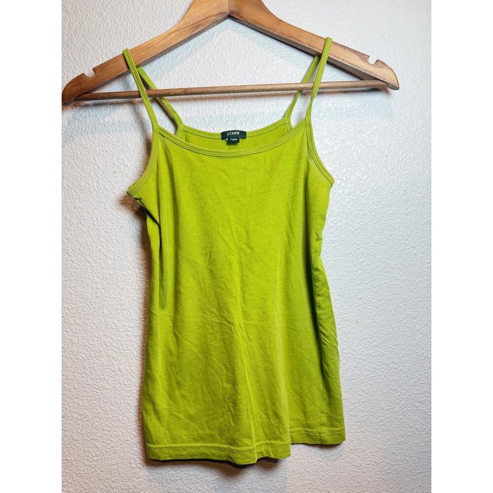 J.Crew Tissue Tank Top Lime Green Spaghetti Strap Stretch Layering Cami Y2K